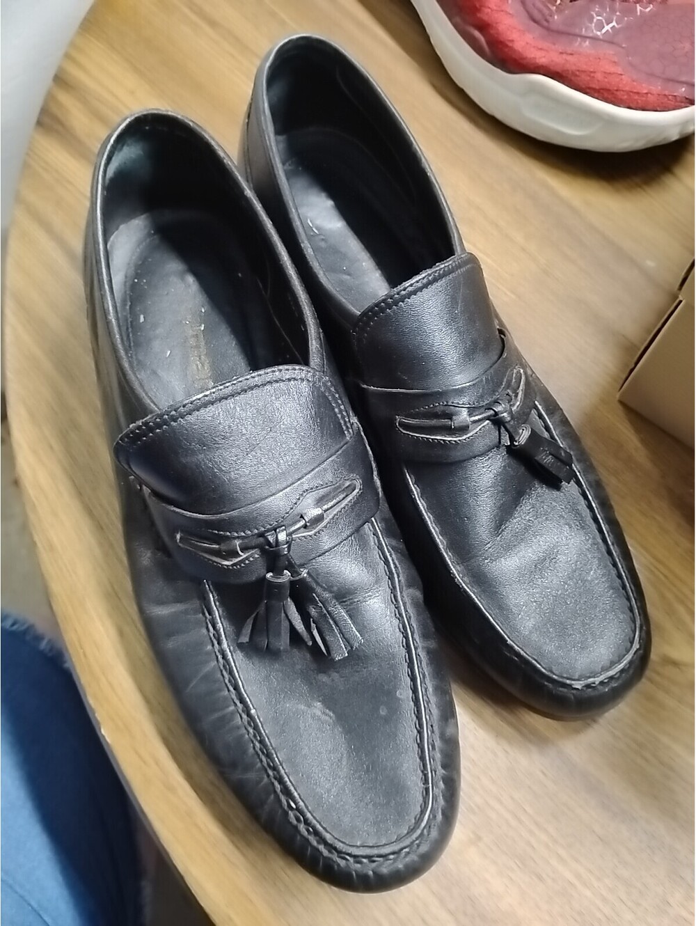 Jarman Mens Dress Shoes Black Leather Wingtip Tassel Loafers Size 9m